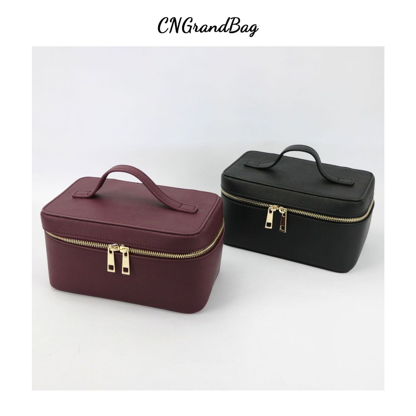 Leather Travel Case Bag Portable Hanging Makeup Organizer Cosmetic Bag For Women