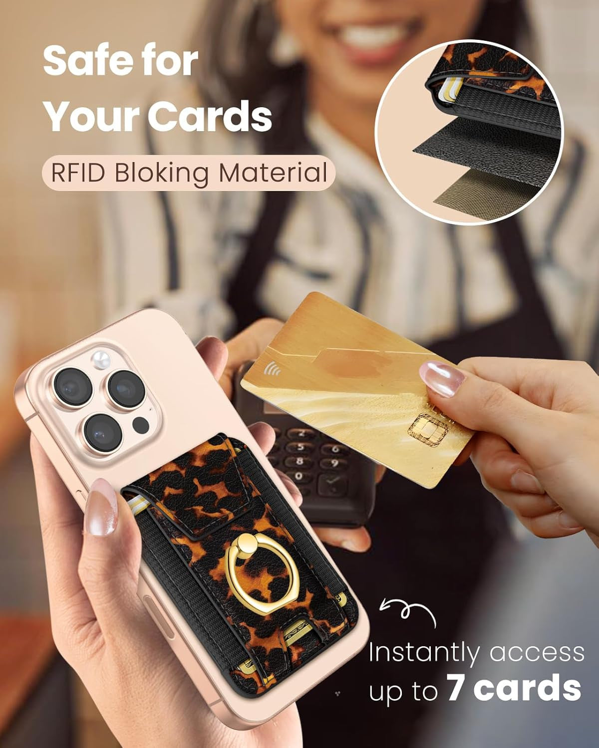 Compatible with Magsafe Wallet with Ring Grip Magnetic Card Holder - Cute Phone