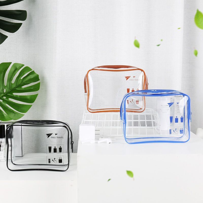 Waterproof Transparent PVC Cosmetic Bags Make Up Case Traveling Zipper Organizer
