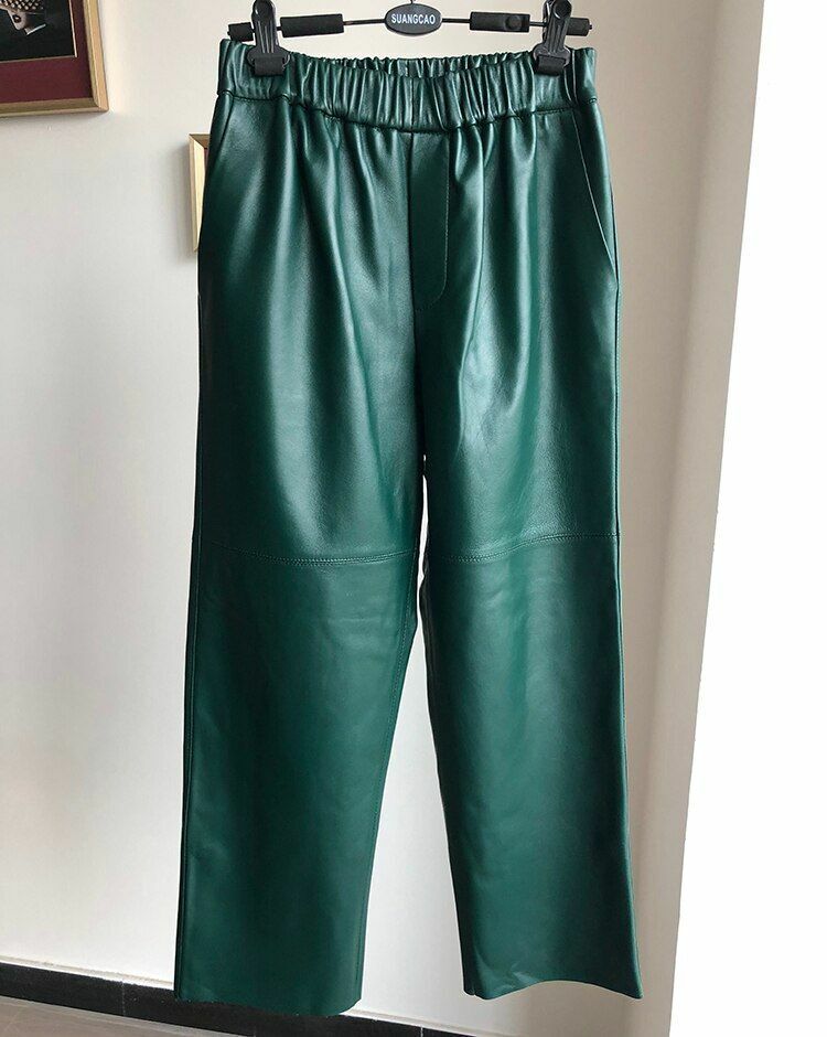 Women Pants Real Leather Leather Trousers High Waist Harem Plus Size Streetwear