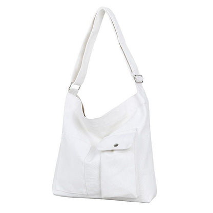Bag Canvas Simple Soft Fashion Messenger Crossbody Shoulder Bags 39*34*7cm White