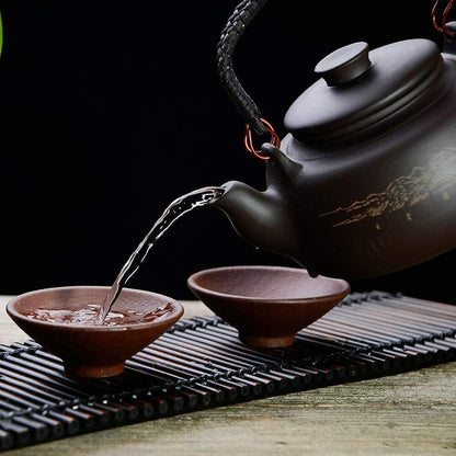 600ml Chinese Kung Fu Tea Pot Filter Creative Handle Purple Clay Home Teapot