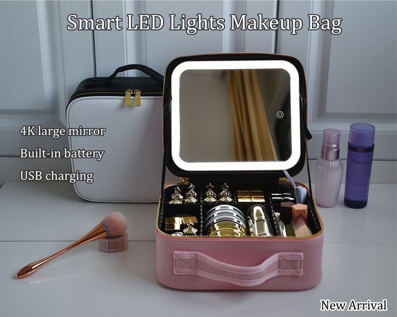 Leather Clapboard Cosmetic Bag Professional Make Up Case Storage Handbag Travel
