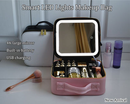Leather Clapboard Cosmetic Bag Professional Make Up Case Storage Handbag Travel