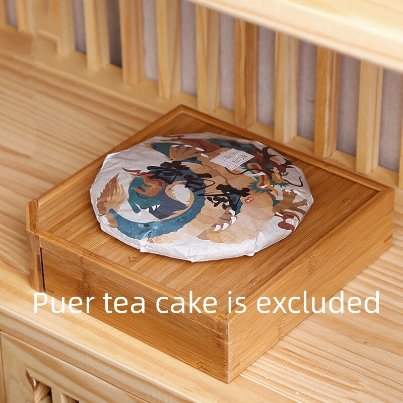 Bamboo Box For Pu'er Tea Cake Single Layer Drawer Brand Holder For Pu'erh Tea