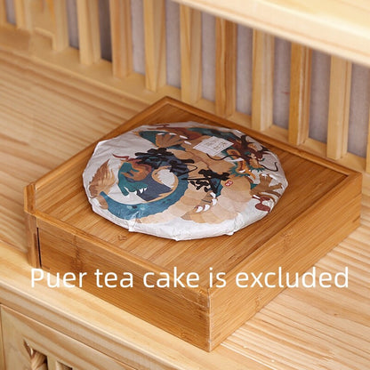 Bamboo Box For Pu'er Tea Cake Single Layer Drawer Brand Holder For Pu'erh Tea