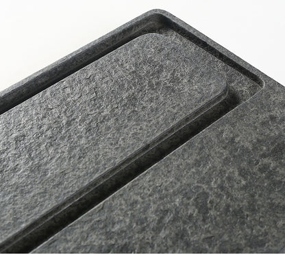 Multi Size Black Stone Tea Tray Simple Pattern Water Draining Tea Boat On Sales