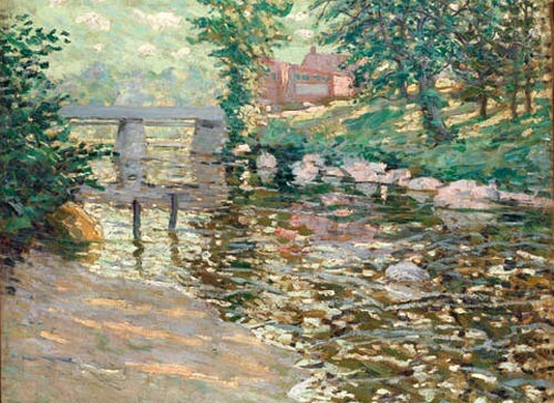 Art Oil painting Ernest-Lawson-The-Bronx-River impression landscape canvas