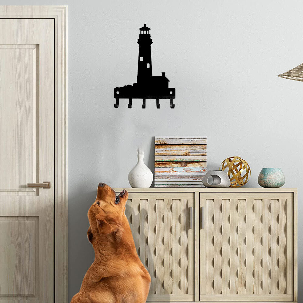 Lighthouse Key Rack Hanger - 6 inch Wide Metal Wall Art