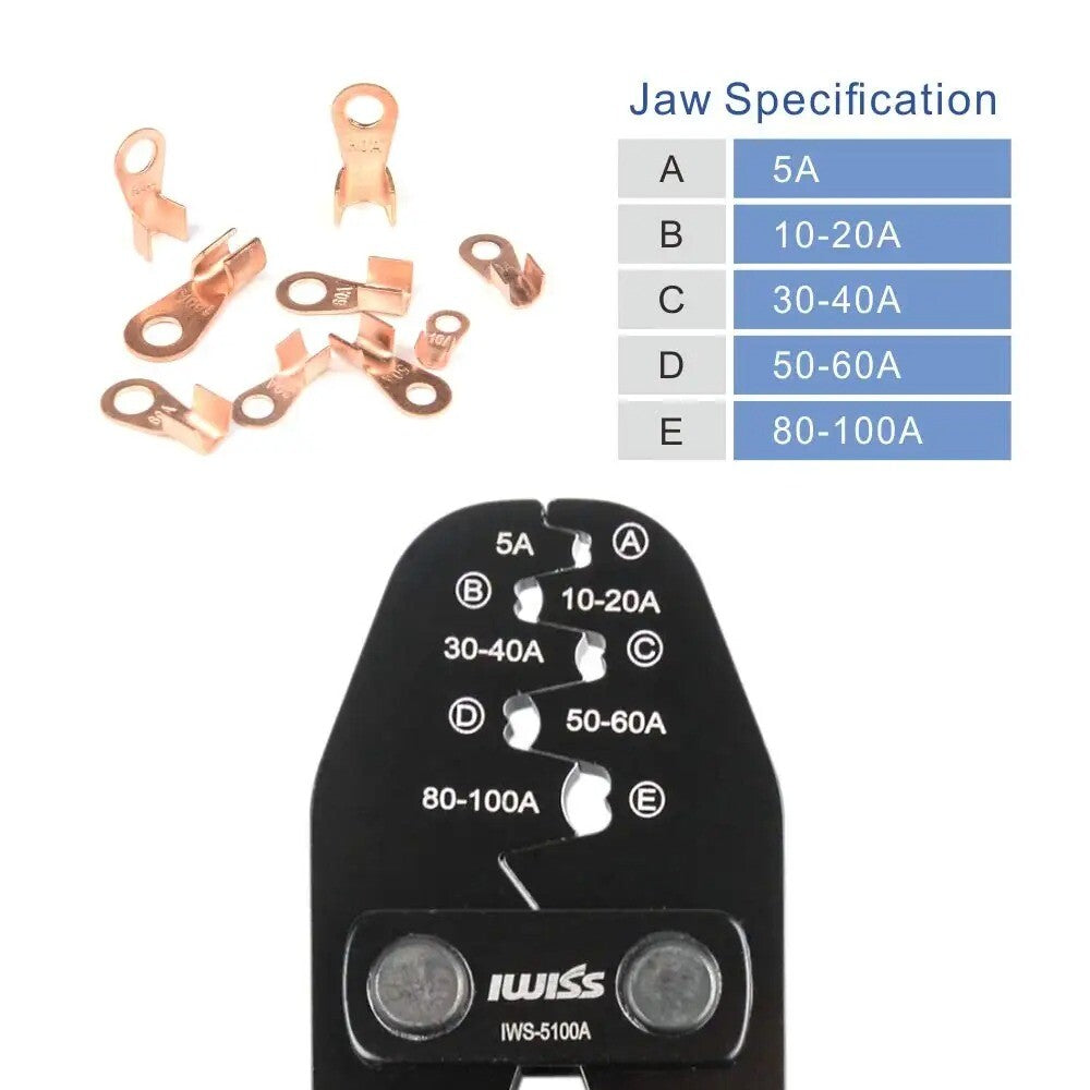 IWISS Crimping Plier Tools U Type Terminal Crimping Plier for Crimp 5A to 100A