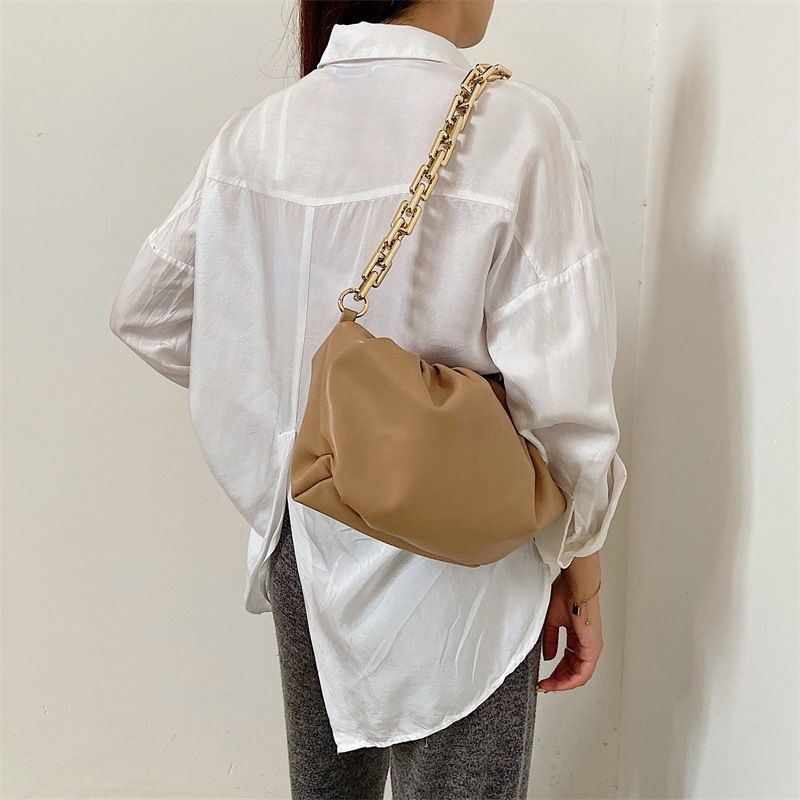 Handheld Shoulder Bag Thick Chain Wrinkled Cloud Pattern Crossbody Bags Handbags