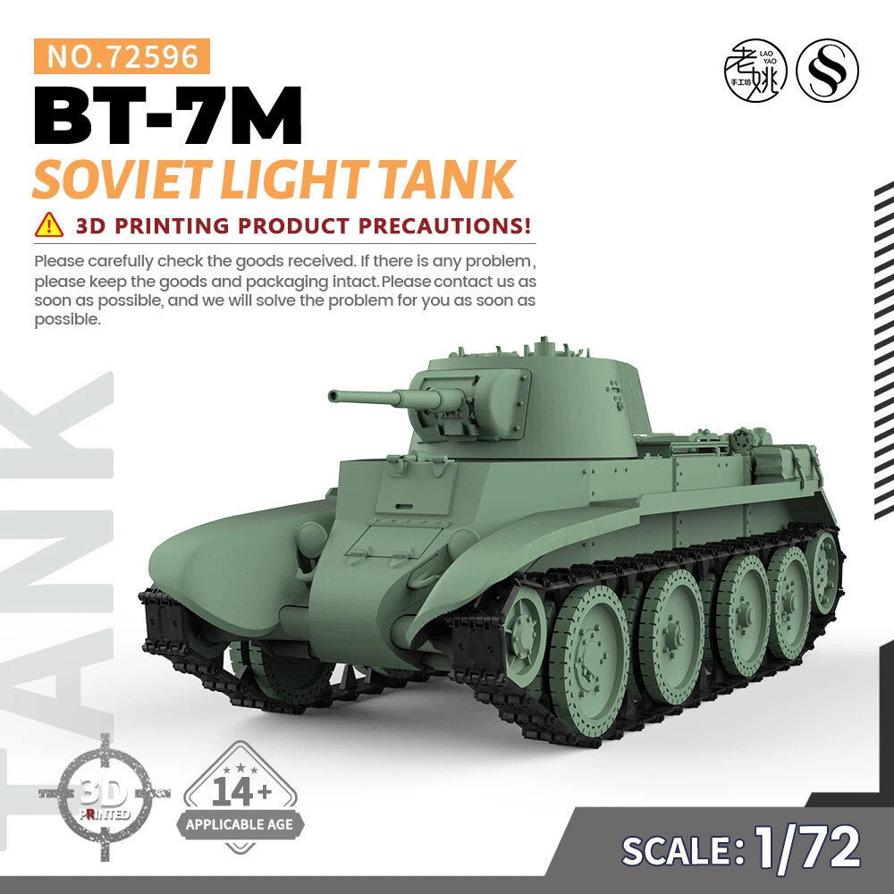 SSMODEL SS72596 1/72 25mm Military Model Kit Soviet BT-7M Light Tank