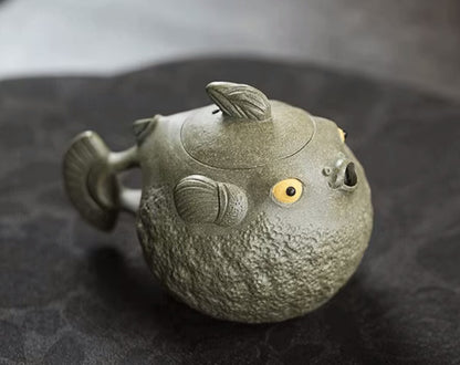 150cc chinese Yixing Handmade Zisha teapot Duanclay Puffer Gongfu tea pot