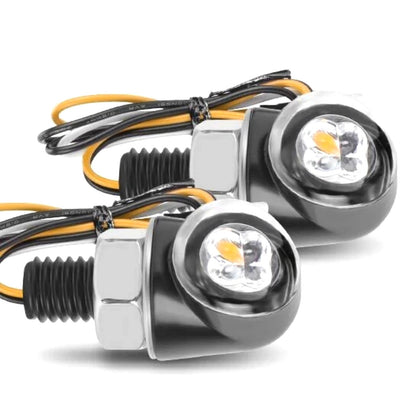 Turn Signal Lights Pair for Motorcycle Dirt Bike 12V Amber White Blinker Lamp