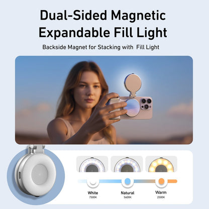 TELESIN Phone Grip – 8X Magnet, Dual Fill Light, 360° Remote