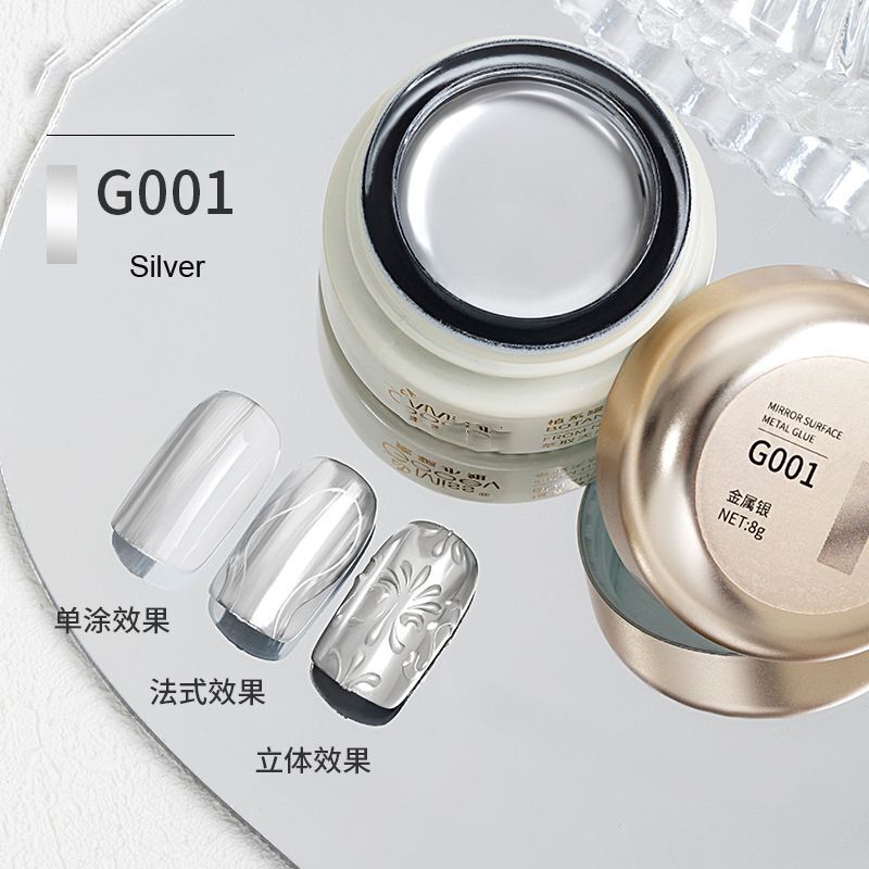 Nail Polish 8ml Jars Silver Gold Mirror Metallic Lacquer UV Gels Soak Off Paints
