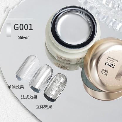 Nail Polish 8ml Jars Silver Gold Mirror Metallic Lacquer UV Gels Soak Off Paints