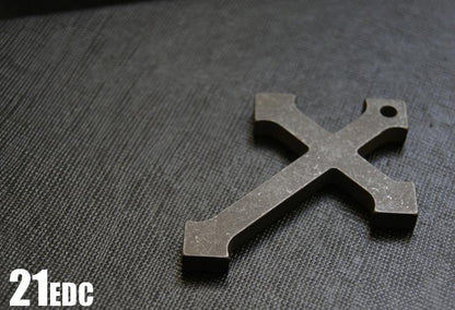 Titanium Alloy Stone Wash Thickened Cross Necklace Pendant Keyhain DIY pendant