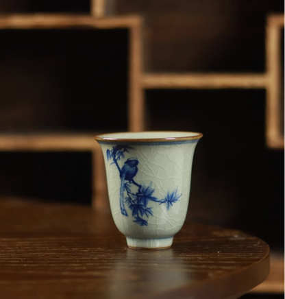 handpainted Jingde town porcelain tea cup crackle glaze fragrance smelling cup