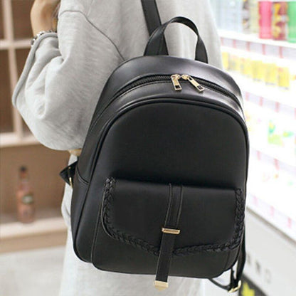 Small Black Backpack Traveling Backpack Women Synthetic Leather Shoulder Bag 1PC