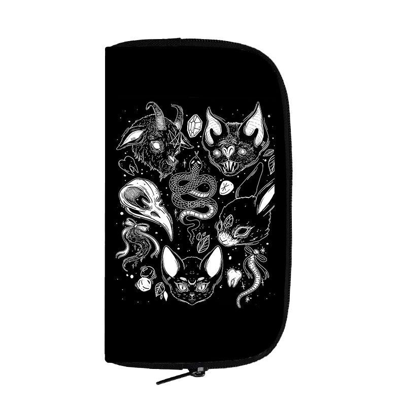 Black Long Wallet Witchcraft Skull Gothic Purse Passport Bag Phone Coin Purses