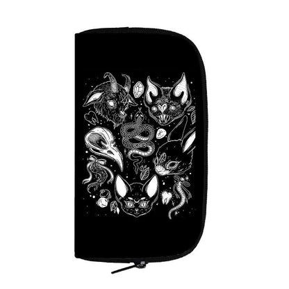 Black Long Wallet Witchcraft Skull Gothic Purse Passport Bag Phone Coin Purses