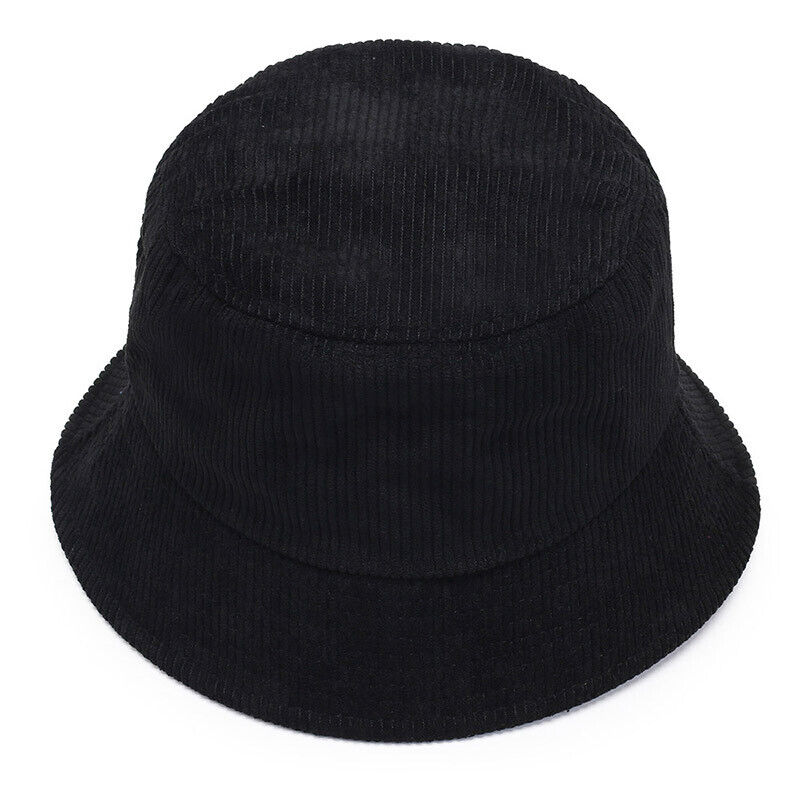 Unisex Bucket Hat Corduroy Panama Cap Fishing Hats Fall Winter Plain Casual Cap