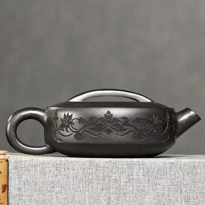 Chinese Tea Pot Handmade 7 Infuser Holes Marked Pot Real Yixing Zisha Black Clay