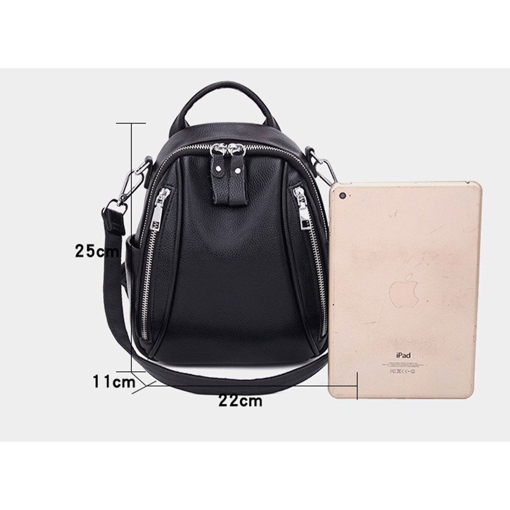 Genuine Leather Backpacks Waterproof School Bags Softback Polyester 22*11*25 CM