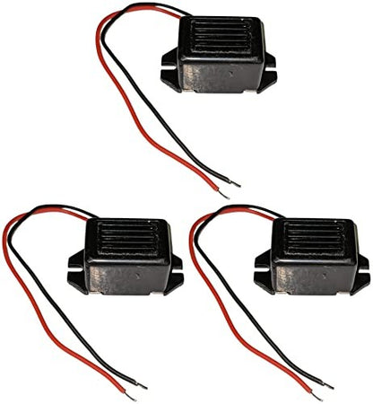 3 Pack 85dB Buzzer 3-6V DC with Wire Leads, 1.31" x 0.70" x 0.60", Black