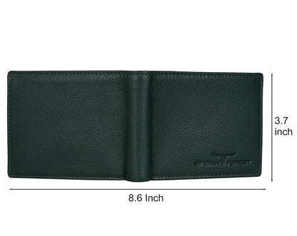 New Green Bi-Fold Leather Men's Wallet RFID Protection Gift Item