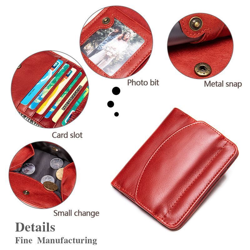 Short Wallet Purse Genuine Leather Card Holder Short Coin Money Bag 10.5*1*9.5cm