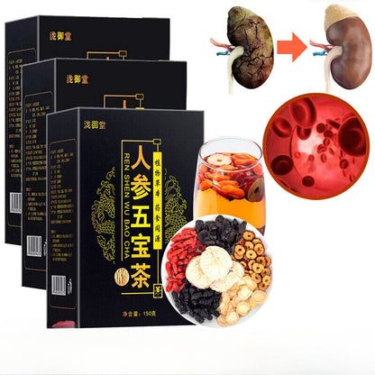 Ginseng Six Treasure Tea, Kidney Support Formula, Chinese Herbal Tea - 30 Bags