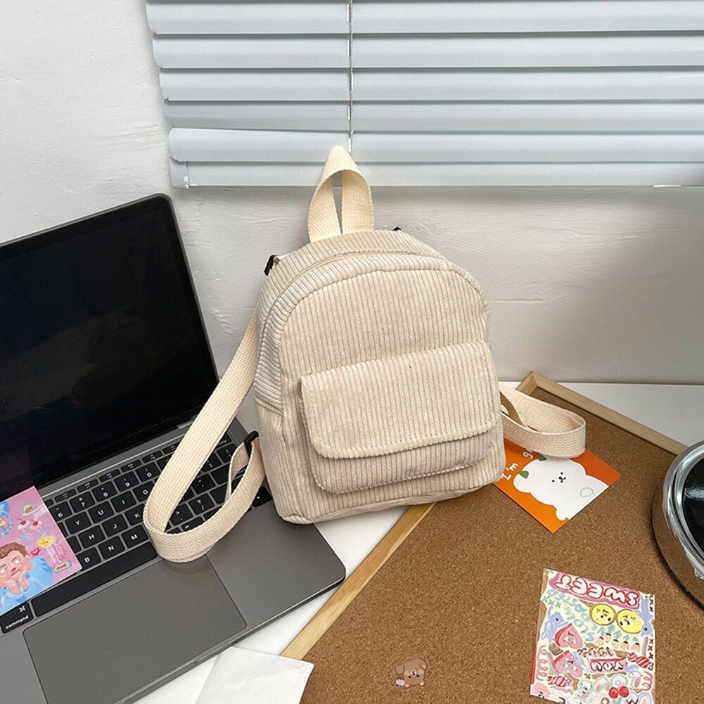 Fashion Women Backpack Corduroy Small Student Bookbag Traveling 19*19*9CM Square