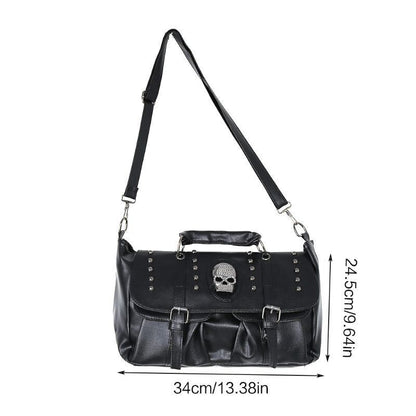 Punk Style Handbag Synthetic Leather Skull Tote Bag Large Shoulder Bag Crossbody
