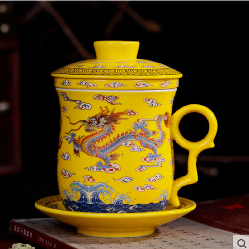 Chinese Jingdezhen Porcelain Tea Cups Coffee Mug Green Tea Flower Tea Infuser