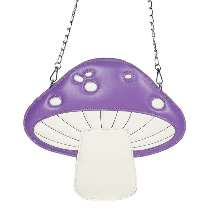 Mushroom Shape Bag Synthetic Leather Shoulder Bag Chain Satchel Purse 28*7*25 CM