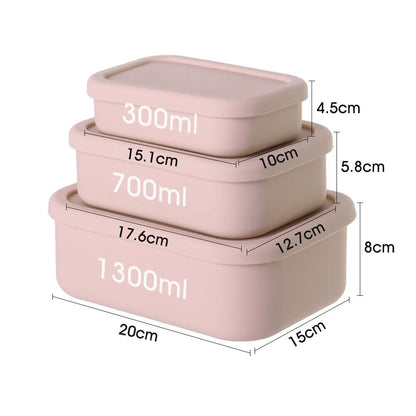 Food Storage Container Silicone Reusable Airtight Lidded Lunch Bento Snack Boxes