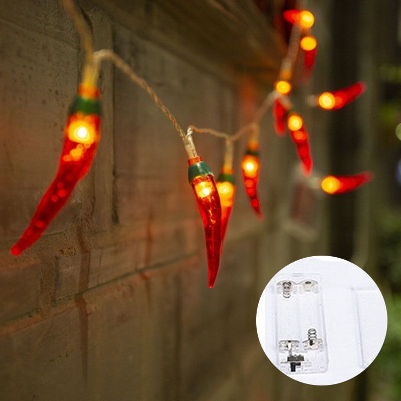 String Lights Red Chili Pepper 9.8Ft 20LED Fairy Lighting USB Battery Night Lamp