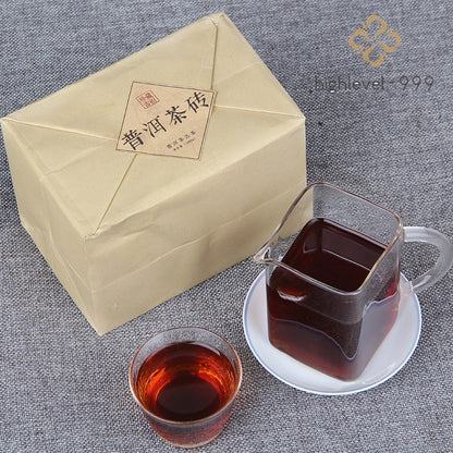 1000g Ripe Pu'er Tea Brick Yunnan Ancient Tree Dry Stored Aged Dried Leaf Tea