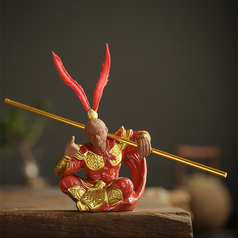 Handmade Craft Monkey King Statue Home Decoration Real Yixing Zisha Tea Pet New