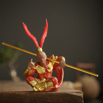 Handmade Craft Monkey King Statue Home Decoration Real Yixing Zisha Tea Pet New