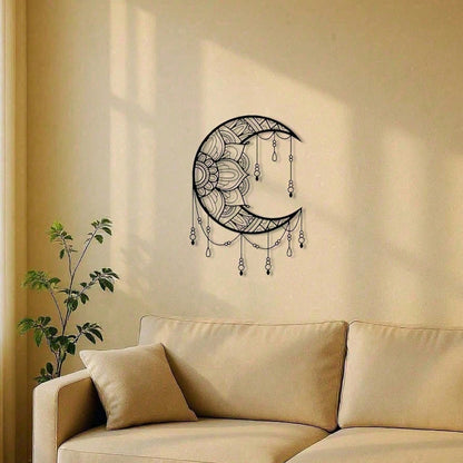 CIFbuy Bohemian Mandala Metal Moon Wall Art for Yoga Room Decor Gift