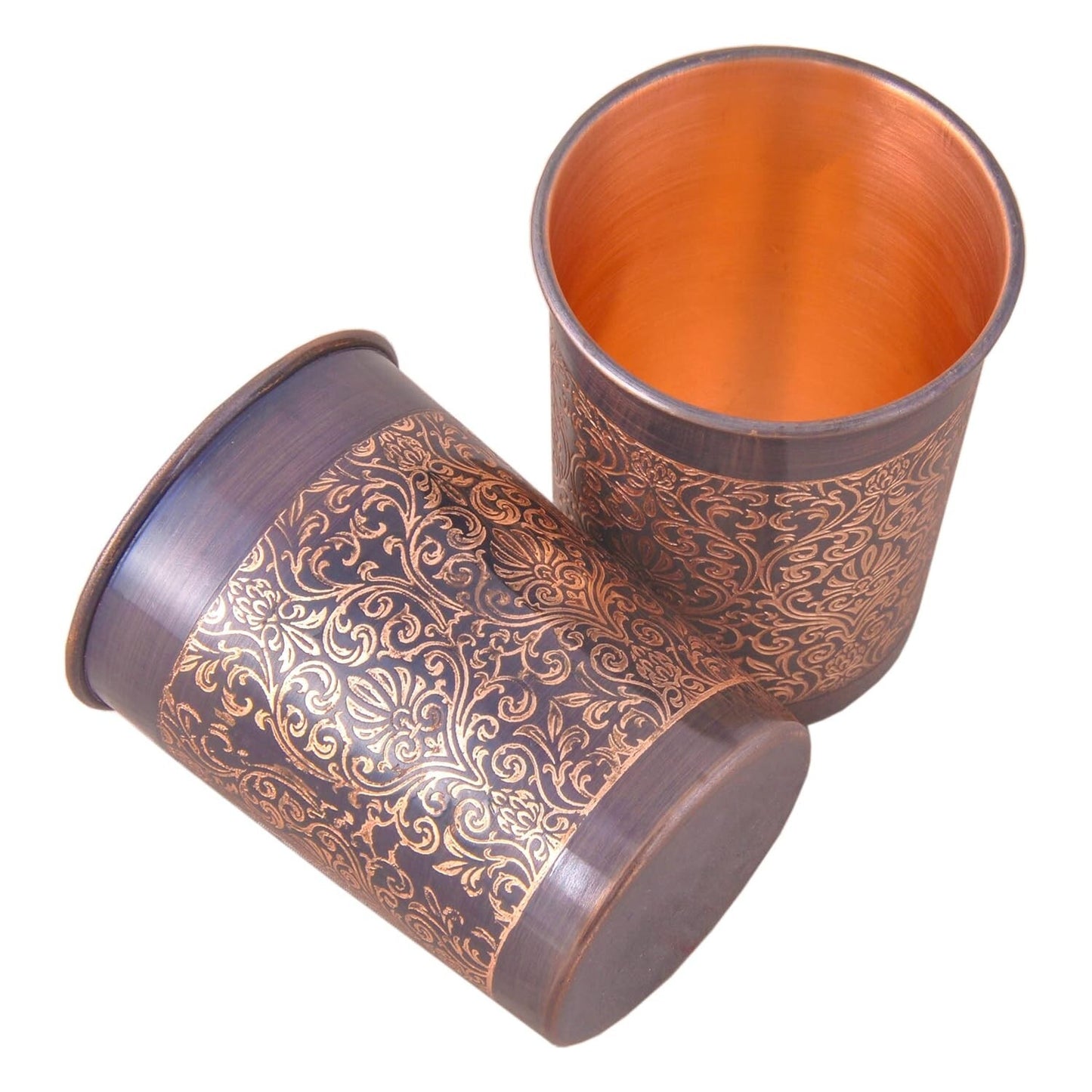 Set of 2 Copper Water Glass Tumbler for Drinking Serving Water 300 ML