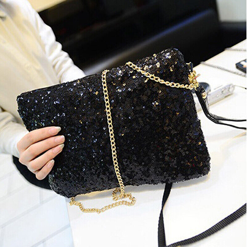 Evening Clutch Bag Glitter Sequin Handbag Sparkling Wallet Ladies Shoulder Bag