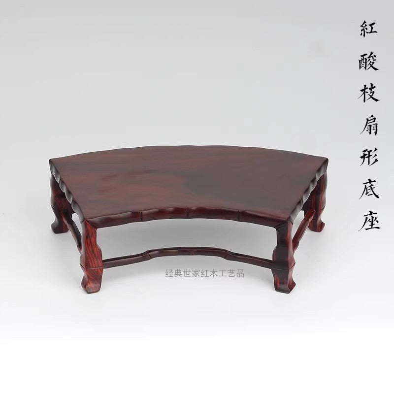 Rosewood Fanshaped Display Table Rack Vase Bonsai Artwork Statue Base Home Decor