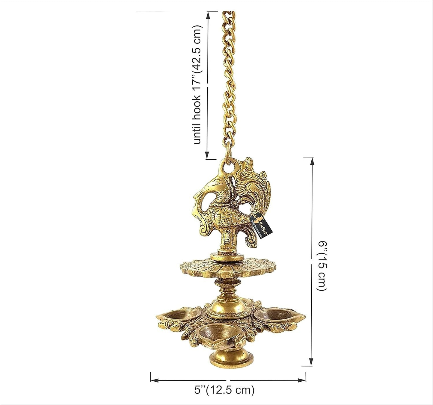 Brass Peacock Design Decorative Hanging Diya Lamps Home Decor Temple