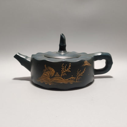 Vintage Chinese Yixing Purple Clay Teapot Zisha Ceremony Fashion Bamboo Teaware