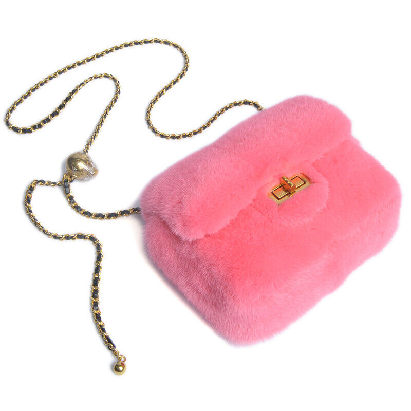 Womens Fashion Genuine Leather Crossbody Bag Real Mink Fur Evening Party Bag