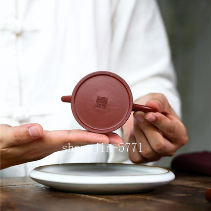Real Yixing Zisha Tea Pot 80ml Red Clay Small Pot Marked 10 Infuser Holes China